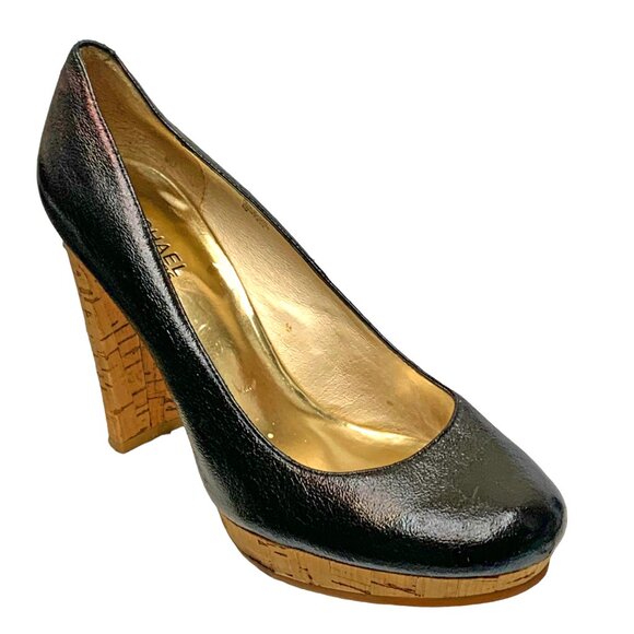 MICHAEL Michael Kors Nash Black Leather Cork Platform Pumps - Picture 7 of 11